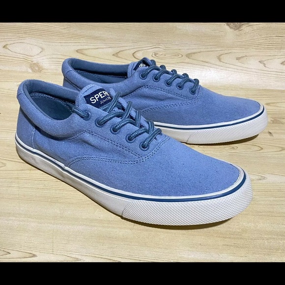 Sperry Top Sider Blue Canvas Lace Up Sneakers 9.5 - Picture 2 of 8